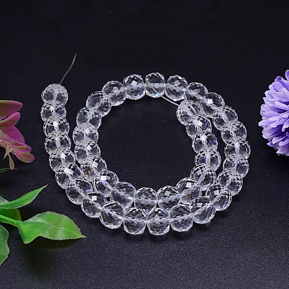 Faceted Flat Round Imitation Austrian Crystal Bead Strands, Grade AAA