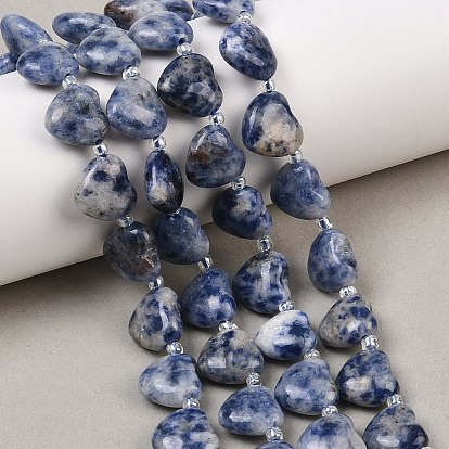 Натуральное синее пятно нитки из бисера яшмы, сердце, Топ пробуренной, с бисером