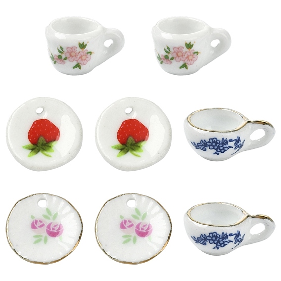 8шт 4 стили фарфоровые бусины ручной работы, миниатюрный и симпатичный чайный сервиз в форме, пастельный фарфор