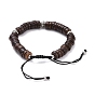 Donut Coconut Braided Bead Bracelet for Men Women, Tibetan Silver Alloy Beads Adjustable Bracelet