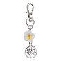 2Pcs Handmade Polymer Clay Plumeria Pendant Decorations, Tree of Life Tibetan Style Alloy Finding Charm