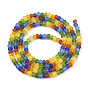 7 Colors Frosted Glass Beads Strands, Segmented Multi-color Beads, Faceted, Rondelle