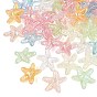 Transparent Acrylic Beads, Starfish, Rainbow Color Plated