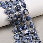 Натуральное синее пятно нитки из бисера яшмы, пухлое сердце, Топ пробуренной, с бисером