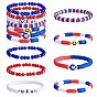7 шт. 7 набор браслетов ручной работы из полимерной глины Heishi Surfer Stretch, слово сша америка тема опрятный браслеты с акриловым сглаза и улыбающееся лицо для женщин
