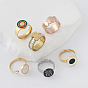 304 Stainless Steel Finger Rings for Couple, Round, with Enamel