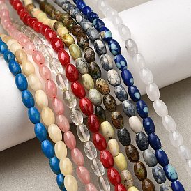 Натуральные и синтетические, смешанные драгоценный камень бисер пряди, овальные, смешанные окрашенные и неокрашенные
