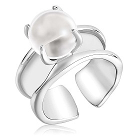 925 открытое кольцо-манжета из стерлингового серебра, круглое женское кольцо из бисера с натуральным кристаллом кварца