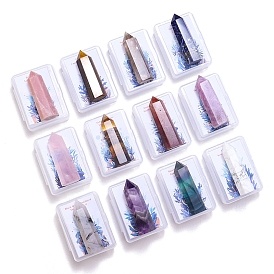 Point Tower Natural Gemstone Healing Stone Wands, for Reiki Chakra Meditation Therapy Decos, Hexagonal Prisms