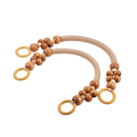 Wooden Bag Handles, with Wood Beads and Rope, for Handbag Straps Replacement Accessories