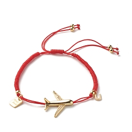 Good Luck U and Airliner Brass Micro Pave Cubic Zirconia Charm Bracelet for Teen Girl Women, Red