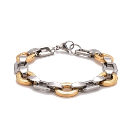Vacuum Plating 304 Stainless Steel Link Chains Bracelet, Two Tone Highly Durable Bracelet for Men Women