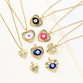 18K Gold Plated Evil Eye Pendant Necklace - Bohemian Demon Eye Jewelry