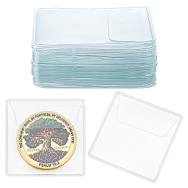300Pcs Dustproof PVC Commemorative Coin Storage Envelope Bags for Jewelry, Square