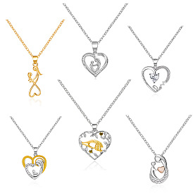 Кулоны-подвески из сплава со стразами ко Дню матери, сердце