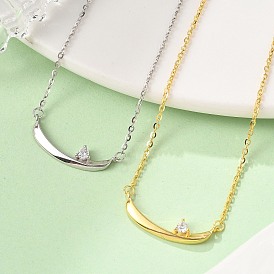 925 ожерелья с подвеской в виде лодки из стерлингового серебра с прозрачными микрофибриллами и кубическими цирконами для женщин