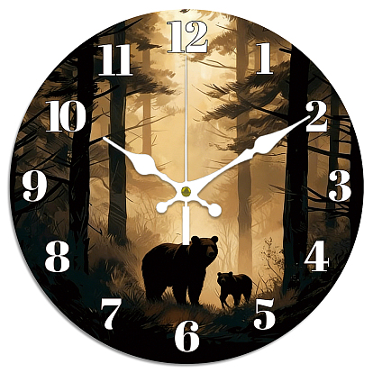 Настенные часы с принтом из мдф, для дома гостиная спальня украшение, плоско-круглые