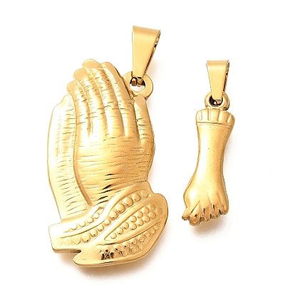 201 подвески из нержавеющей стали, заклинание молящихся рук, ионное покрытие (ip)