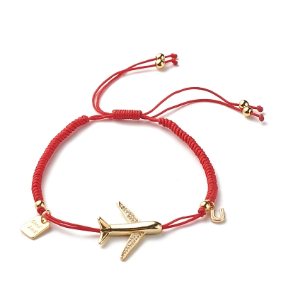 Good Luck U and Airliner Brass Micro Pave Cubic Zirconia Charm Bracelet for Teen Girl Women, Red