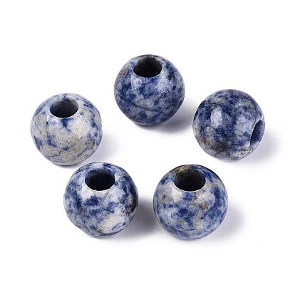 Натуральные голубые пятна яшмы, гладкая рондель, бусины с большим отверстием