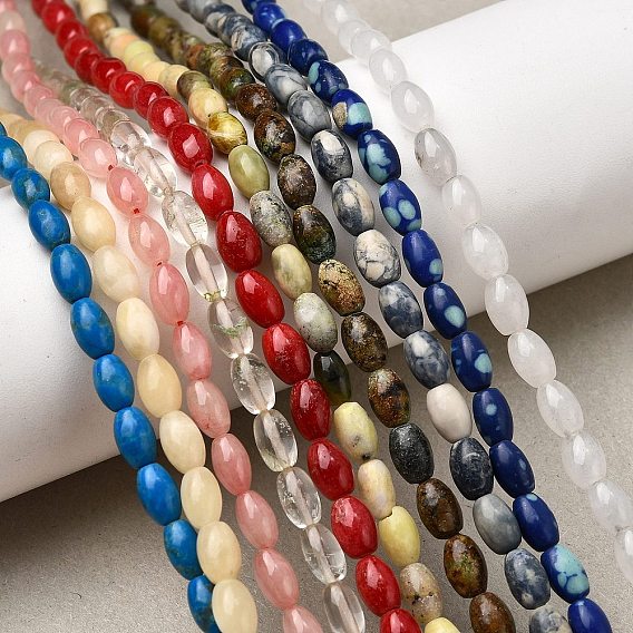 Натуральные и синтетические, смешанные драгоценный камень бисер пряди, овальные, смешанные окрашенные и неокрашенные