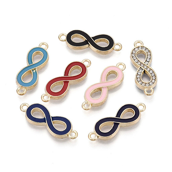 Прелести соединителя сплава, с односторонним стразом и односторонним эмалевым покрытием, бесконечность ссылки, золотой свет