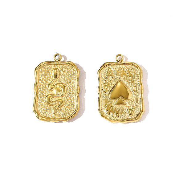 304 подвески из нержавеющей стали, прямоугольник с подвесками в виде змеи и пик, ионное покрытие (ip), зеркальная полировка