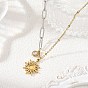 Duo Tone 304 Stainless Steel Sun Pendant Mixed Chain Necklaces for Women