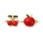 Латунные красные эмалевые соединители-шармы, фрукты ссылки, реальный 18 k позолоченный, стойки покрытие, долговечный, без кадмия и без свинца