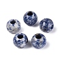 Натуральные голубые пятна яшмы, гладкая рондель, бусины с большим отверстием