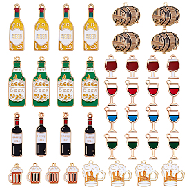 40 шт 10 стили подвески из сплава эмали, подвеска в виде бутылки вина, пивной бочки и бутылки красного вина