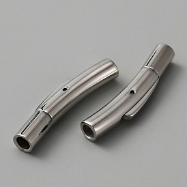 316L Surgical Stainless Steel Bayonet Clasps, with Push Button, Curved Tube