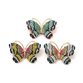 Rhinestone Butterfly Lapel Pin with ABS Pearl Beaded, Golden Alloy Badge for Backpack Clothes, Cadmium Free & Lead Free