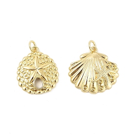 Латунные подвески, шарм песчаного доллара, подвески в виде ракушек/морских звезд, стойки покрытие, долговечный, без свинца и без кадмия, с целью перехода в кольце