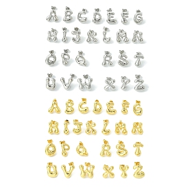 Rack Plating Brass Earrings, Cadmium Free & Lead Free, Long-Lasting Plated, Stud Earrings, Alphabet, Real 18K Gold Plated/Platinum