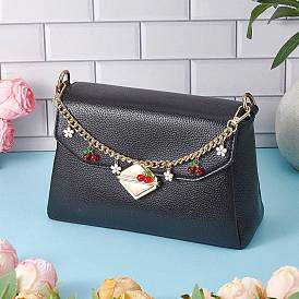 Красное стекло вишня и сплав эмаль белый цветок подвеска алюминиевая панцирная цепочка сумка декоративные цепи