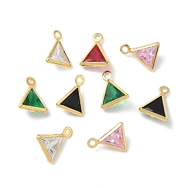 Подвески из латуни с фианитами и стеклом, треугольник прелести, без никеля , реальный 18 k позолоченный