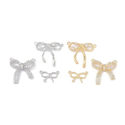 Латунные микропаве прозрачные подвески с фианитом, бантом