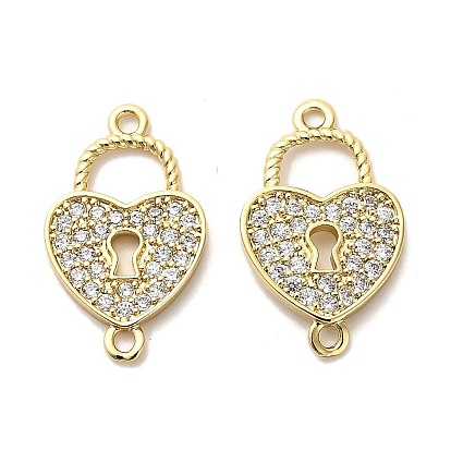Подвески-сердечки с микропаве из латуни и прозрачным кубическим цирконием, долговечный, без кадмия и без свинца, стойки покрытие