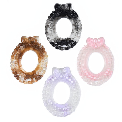 Двухцветные кабошоны из прозрачной смолы, Стиль имитация драгоценных камней, полый овал с бантом