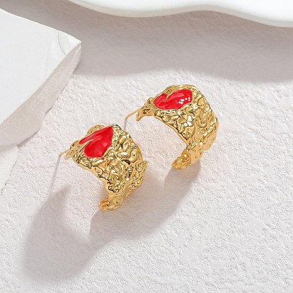 День святого Валентина 304 серьги-гвоздики из нержавеющей стали, форма c с сердцем, с эмалью