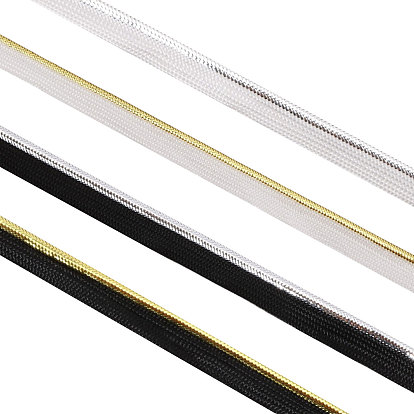 20 Meter 4 Farben Polyester mit metallischem Kordelbesatz, Glitzerndes Zierband, Kordel, Seilband zur Heimdekoration, Polster, DIY Handarbeiten, mit 4pcs Papieranzeigekarten