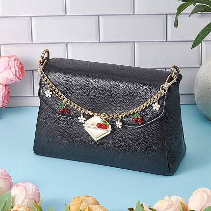 Красное стекло вишня и сплав эмаль белый цветок подвеска алюминиевая панцирная цепочка сумка декоративные цепи