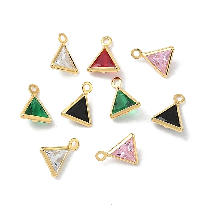 Подвески из латуни с фианитами и стеклом, треугольник прелести, без никеля , реальный 18 k позолоченный