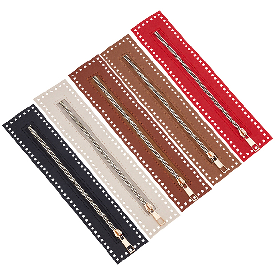 5 шт. 5 цвета, молния из сплава, с каркасом из искусственной кожи, для вязания сумочки крючком, прямоугольные