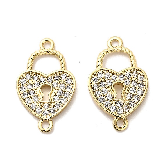 Подвески-сердечки с микропаве из латуни и прозрачным кубическим цирконием, долговечный, без кадмия и без свинца, стойки покрытие