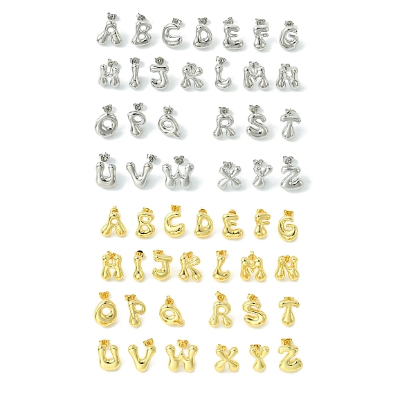 Серьги из латуни с покрытием стойки, без кадмия и без свинца, долговечный, серьги, алфавит, настоящий 18k позолоченный/платиновый