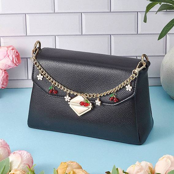 Красное стекло вишня и сплав эмаль белый цветок подвеска алюминиевая панцирная цепочка сумка декоративные цепи