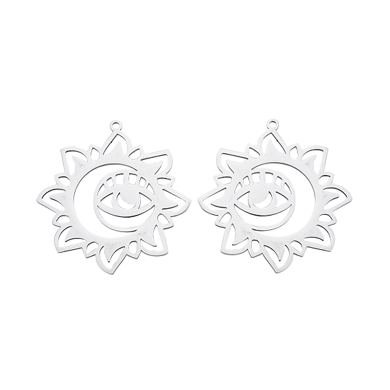 201 подвески из нержавеющей стали, цветок с глазом