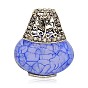 Antique Silver Plated Alloy Resin Pendants, with Hematite Rhinestones, 28x24x8mm, Hole: 3x4mm